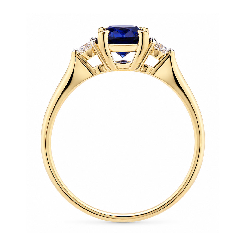 9ct Yellow Gold Lab Sapphire and Diamond Engagement Ring