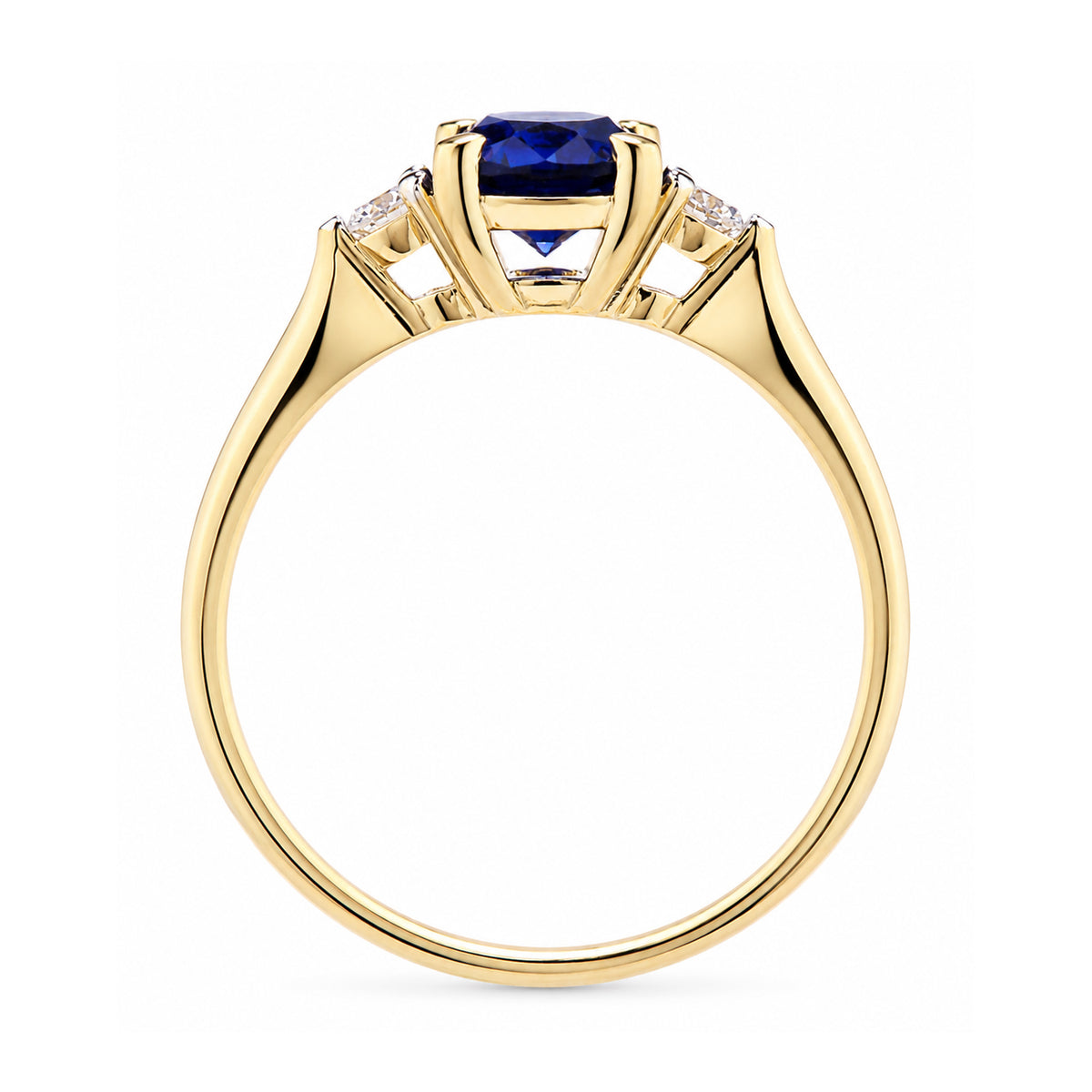 9ct Yellow Gold Lab Sapphire and Diamond Engagement Ring
