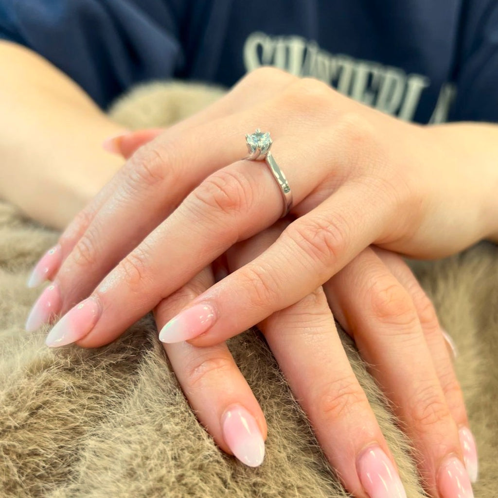 9ct White Gold Engagement Ring with Cubic Zirconia Stones