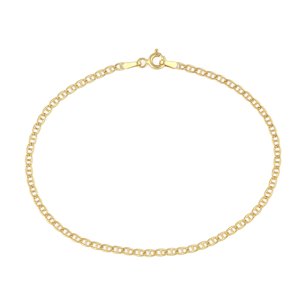 9ct Yellow Gold 7.5 Inch Flat Mariner Bracelet