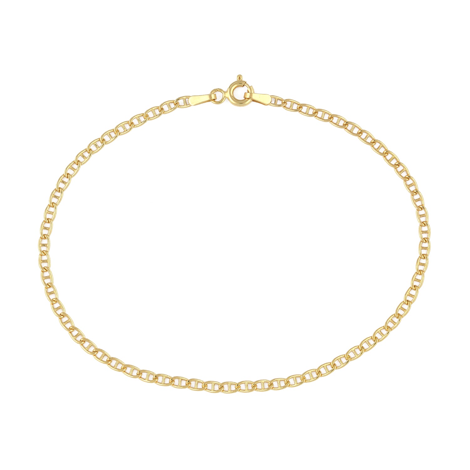 9ct Yellow Gold 7.5 Inch Flat Mariner Bracelet