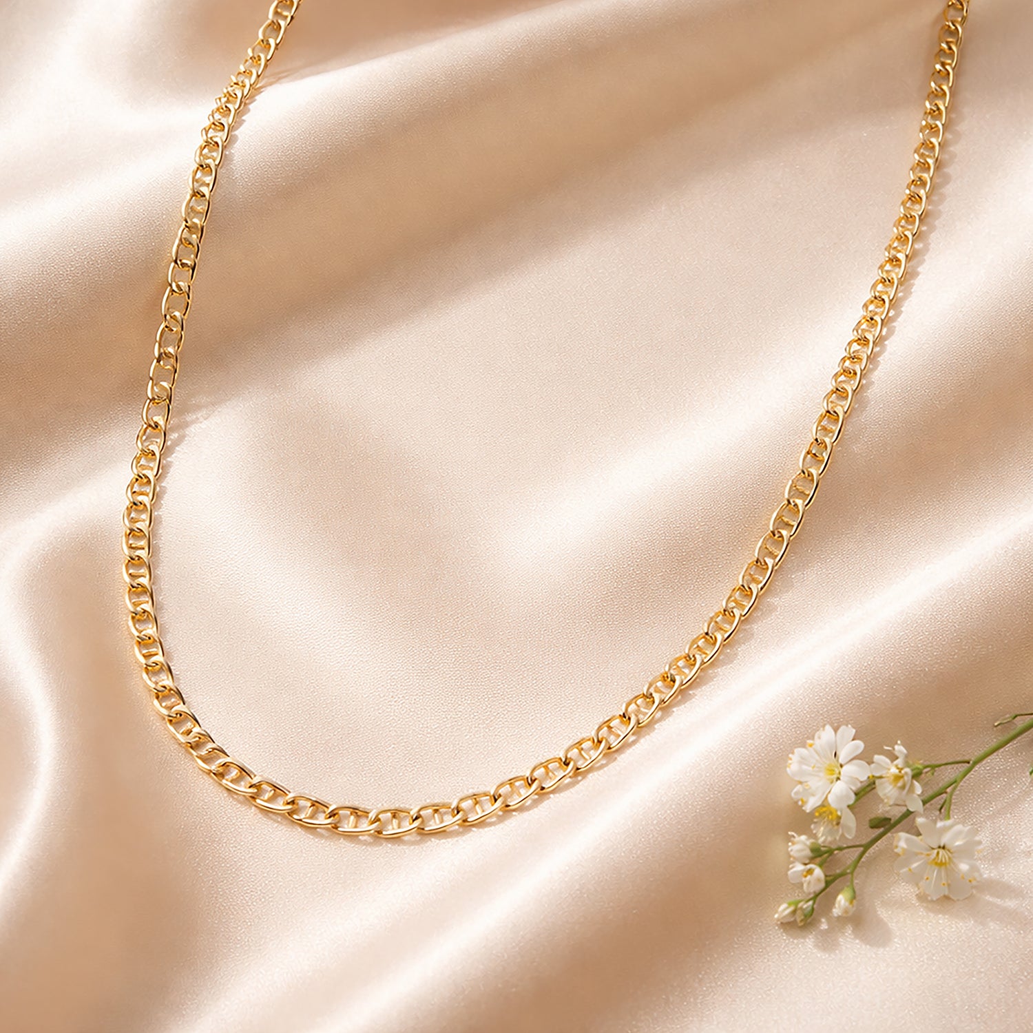 9ct Yellow Gold 18 Inch Flat Mariner Chain