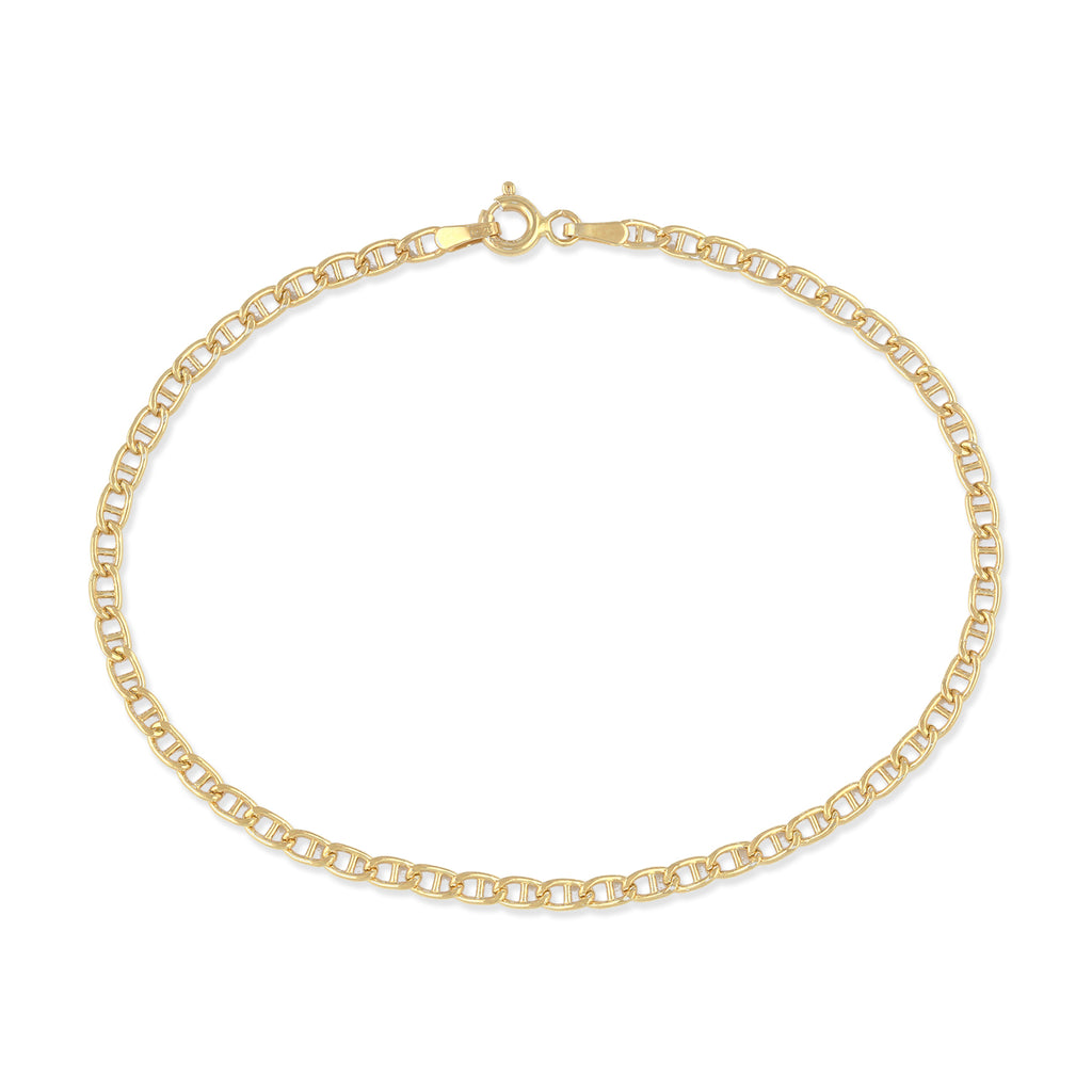 9ct Yellow Gold 7.5 Inch Flat Mariner Bracelet For Her
