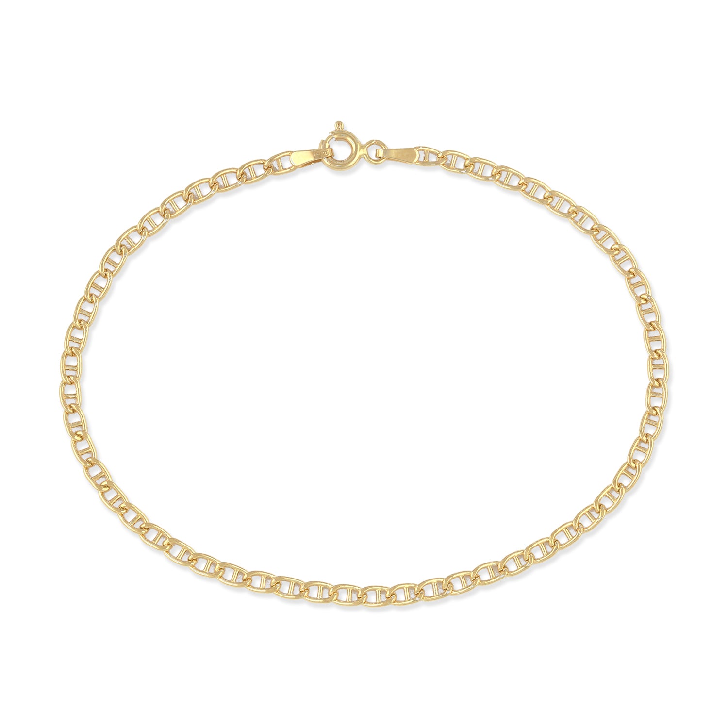 9ct Yellow Gold 7.5 Inch Flat Mariner Bracelet For Her