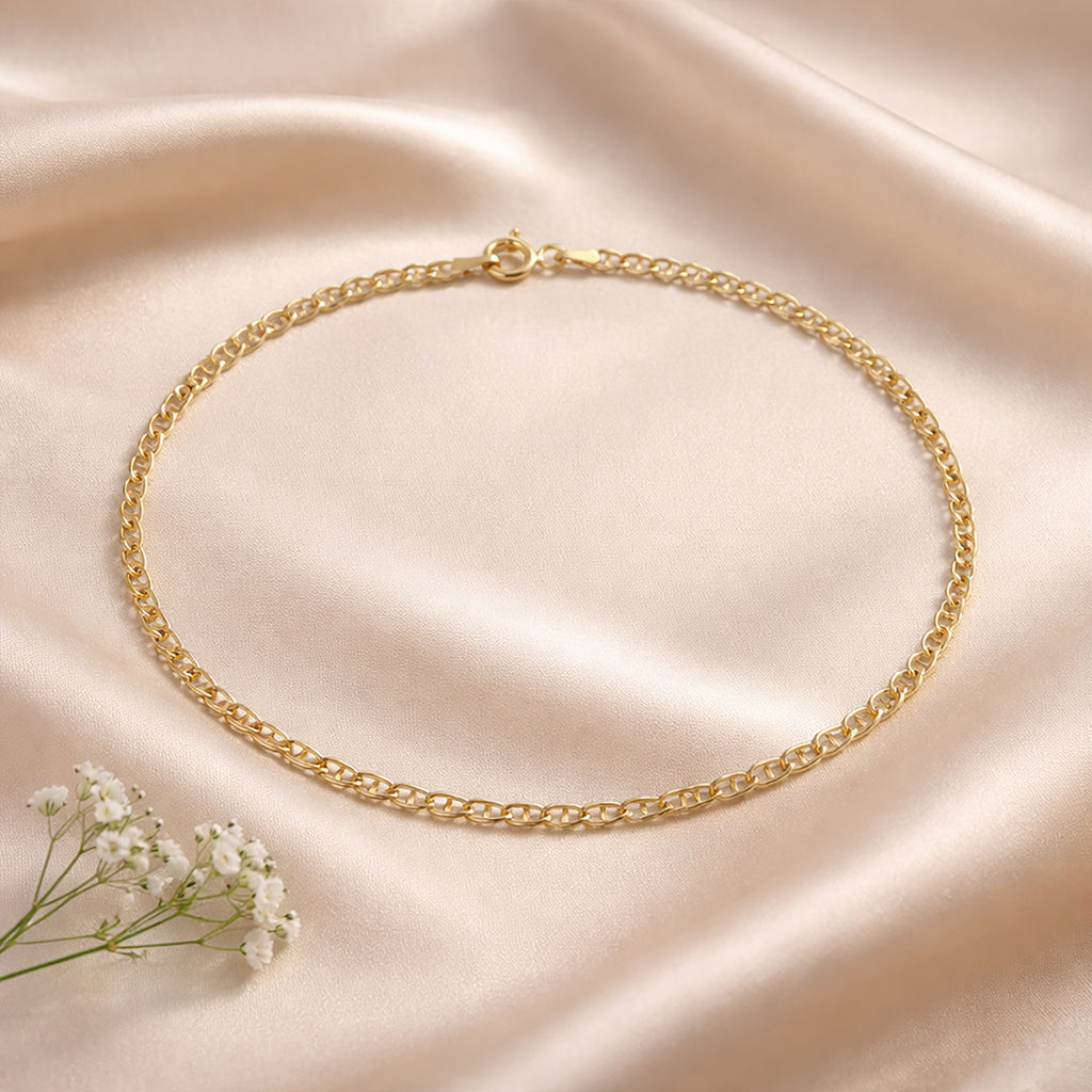 9ct Yellow Gold 7.5 Inch Flat Mariner Bracelet For Her