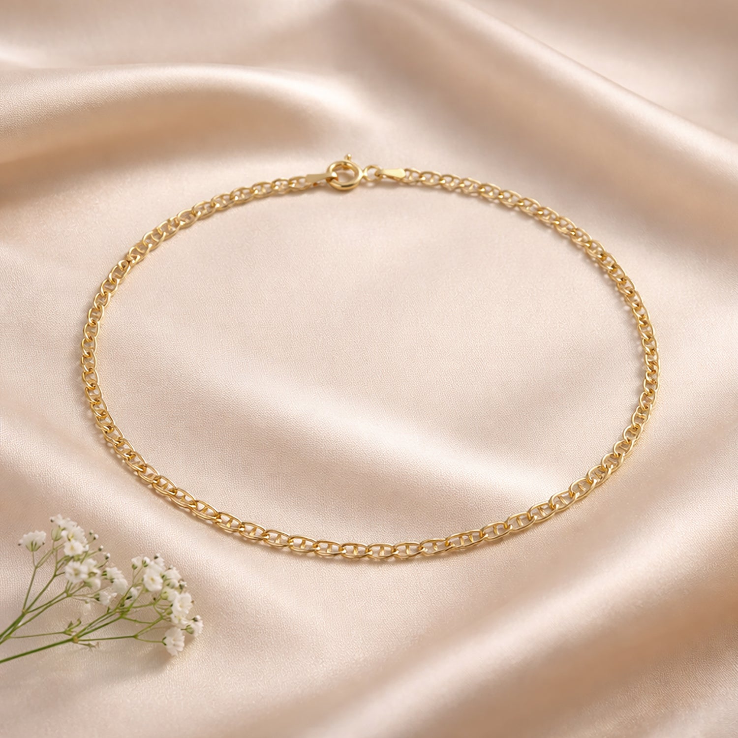 9ct Yellow Gold 7.5 Inch Flat Mariner Bracelet For Her