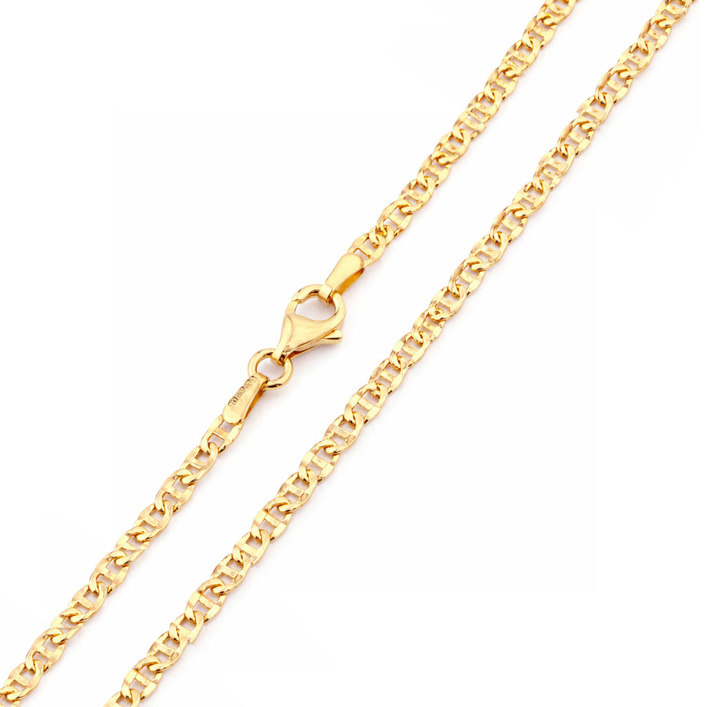 9ct Yellow Gold 16 Inch Diamond Cut Flat Mariner Chain