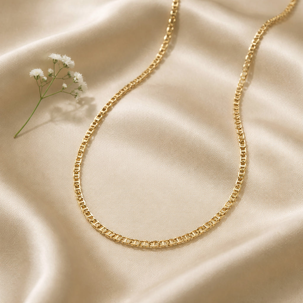 9ct Yellow Gold 16 Inch Diamond Cut Flat Mariner Chain