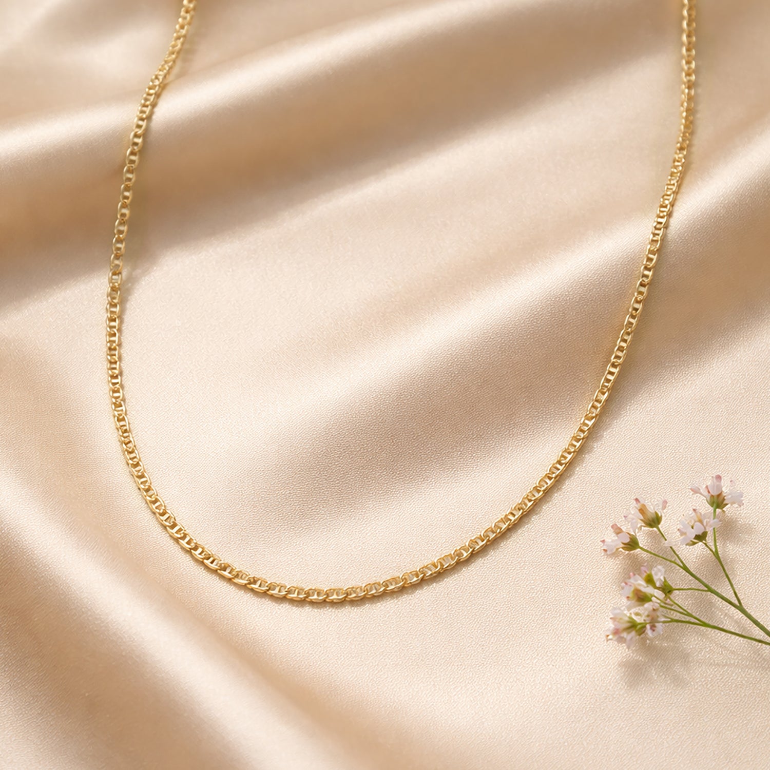 9ct Yellow Gold 18 Inch Diamond Cut Flat Mariner Chain