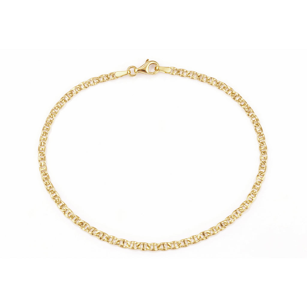 9ct Yellow Gold 7.5 Inch Diamond Cut Flat Mariner Bracelet