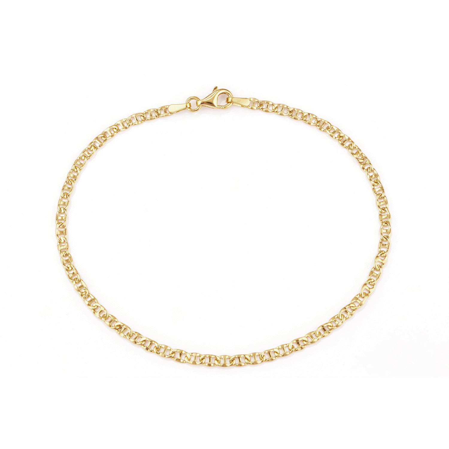 9ct Yellow Gold 7.5 Inch Diamond Cut Flat Mariner Bracelet