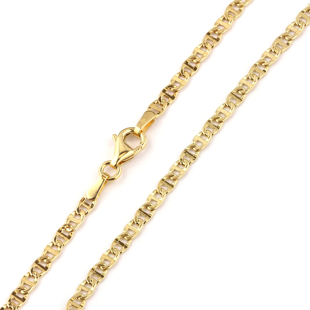 9ct Yellow Gold 7.5 Inch Diamond Cut Flat Mariner Bracelet