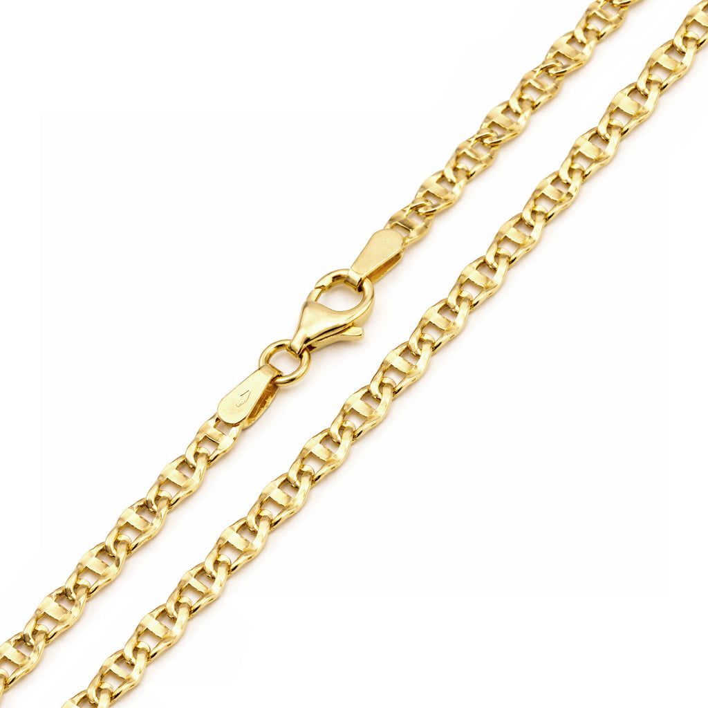 9ct Yellow Gold 18 Inch Diamond Cut Flat Mariner Chain