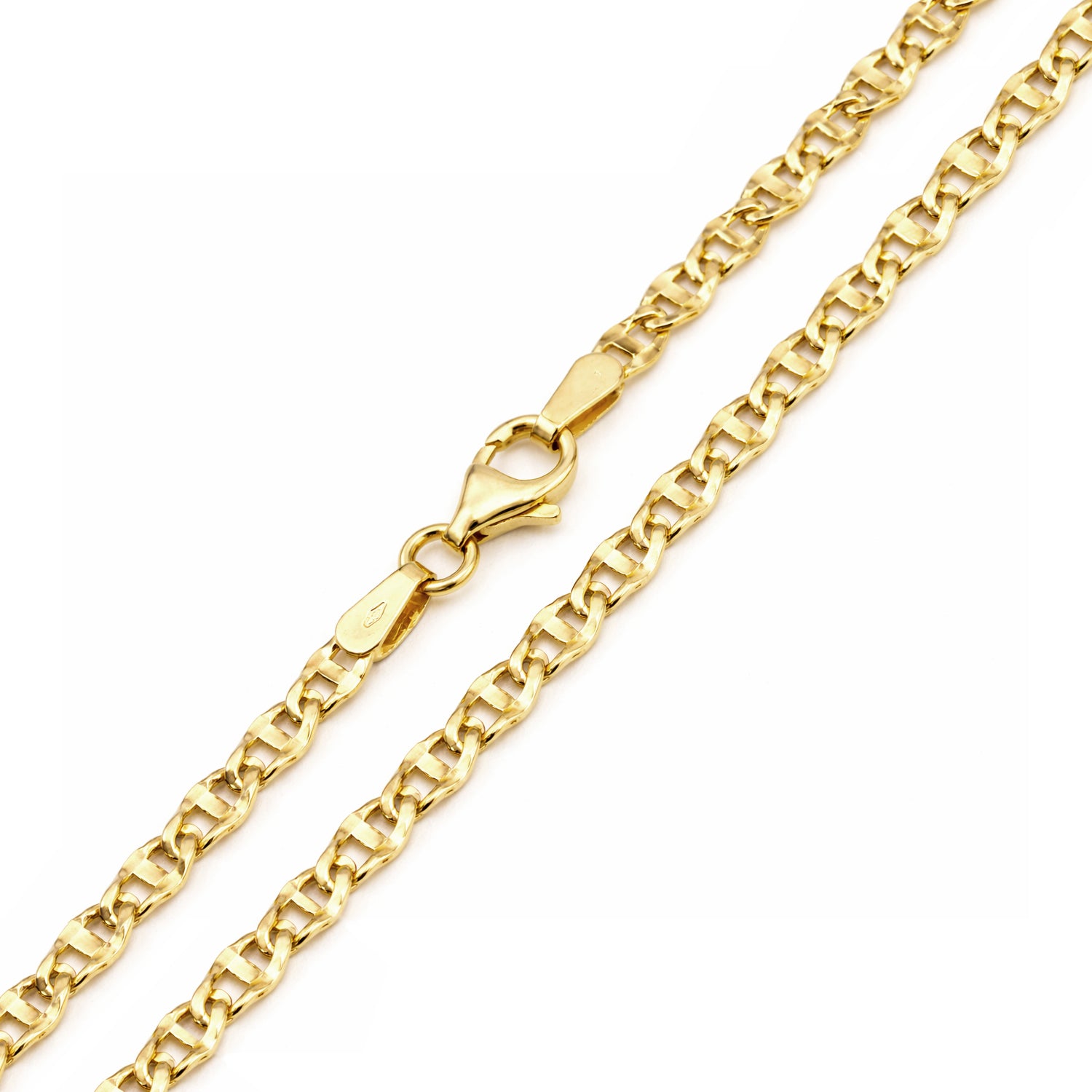 9ct Yellow Gold 18 Inch Diamond Cut Flat Mariner Chain