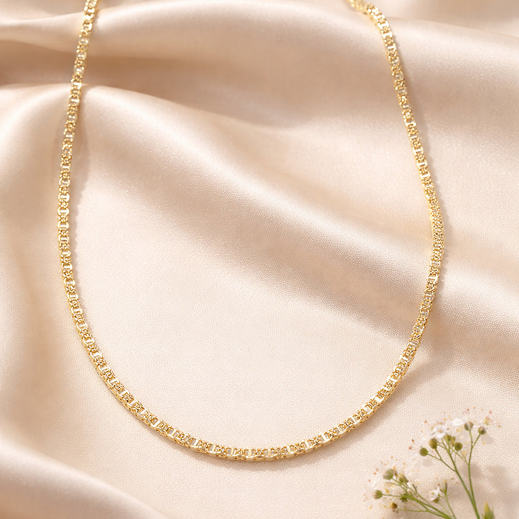 9ct Yellow Gold 18 Inch Diamond Cut Flat Mariner Chain