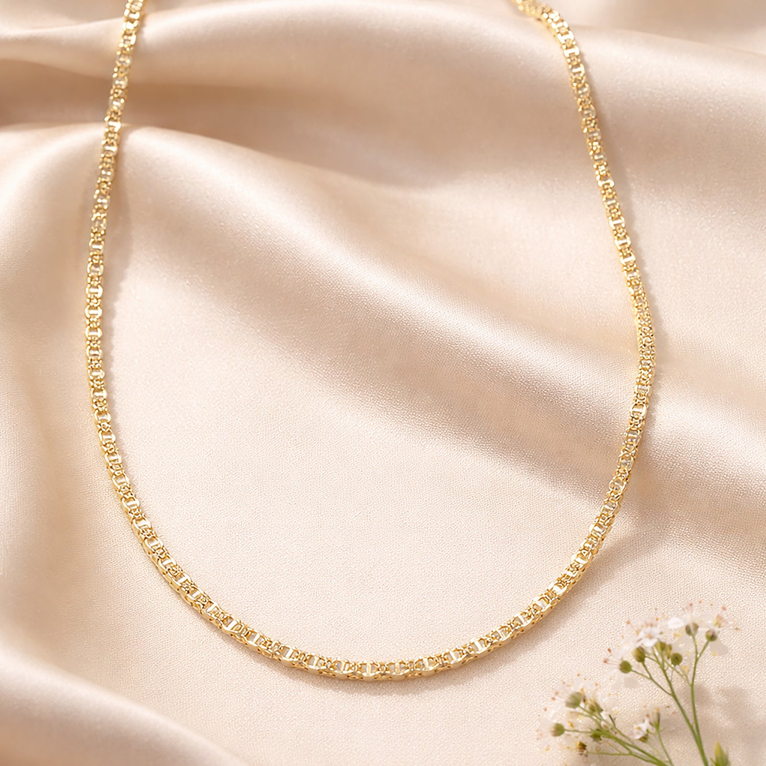9ct Yellow Gold 18 Inch Diamond Cut Flat Mariner Chain