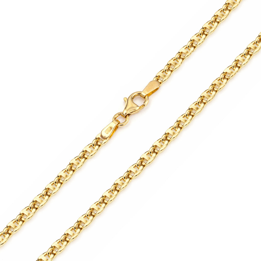9ct Yellow Gold 7.5 Inch Diamond Cut Flat Mariner Bracelet