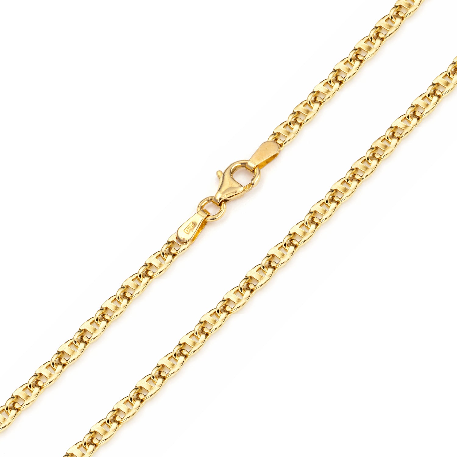 9ct Yellow Gold 7.5 Inch Diamond Cut Flat Mariner Bracelet