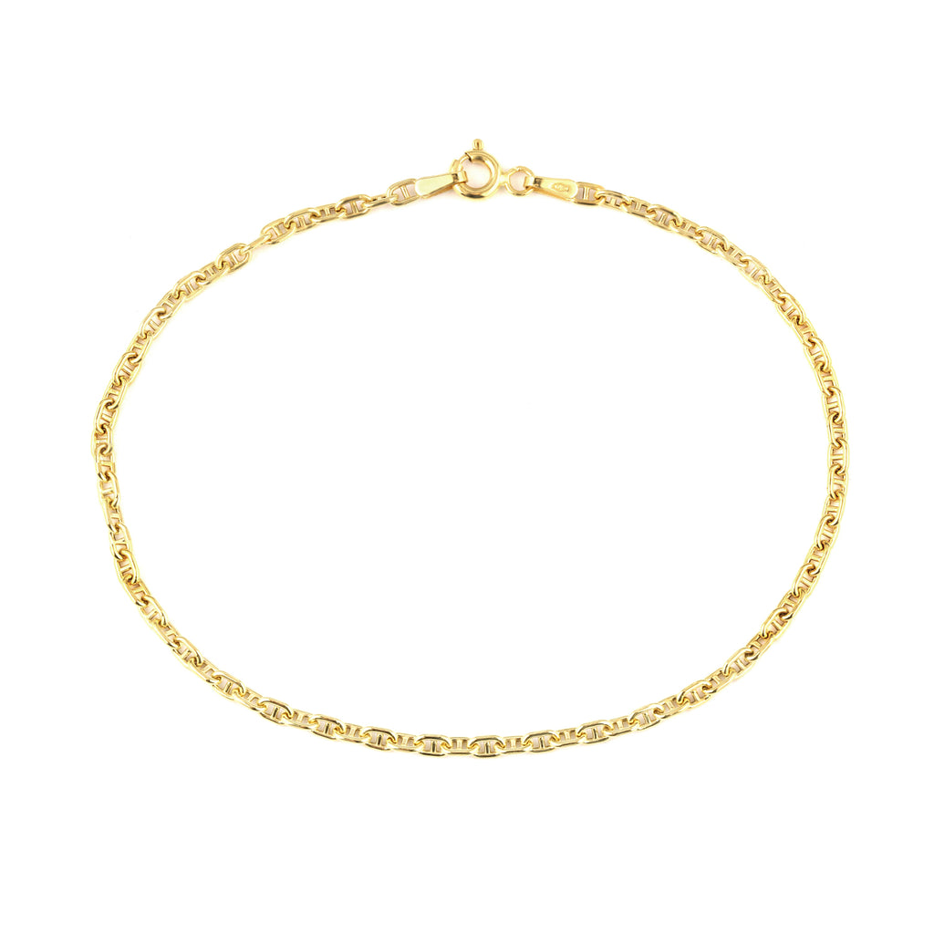 9ct Yellow Gold Mariner Chain Bracelet 7.5 Inch