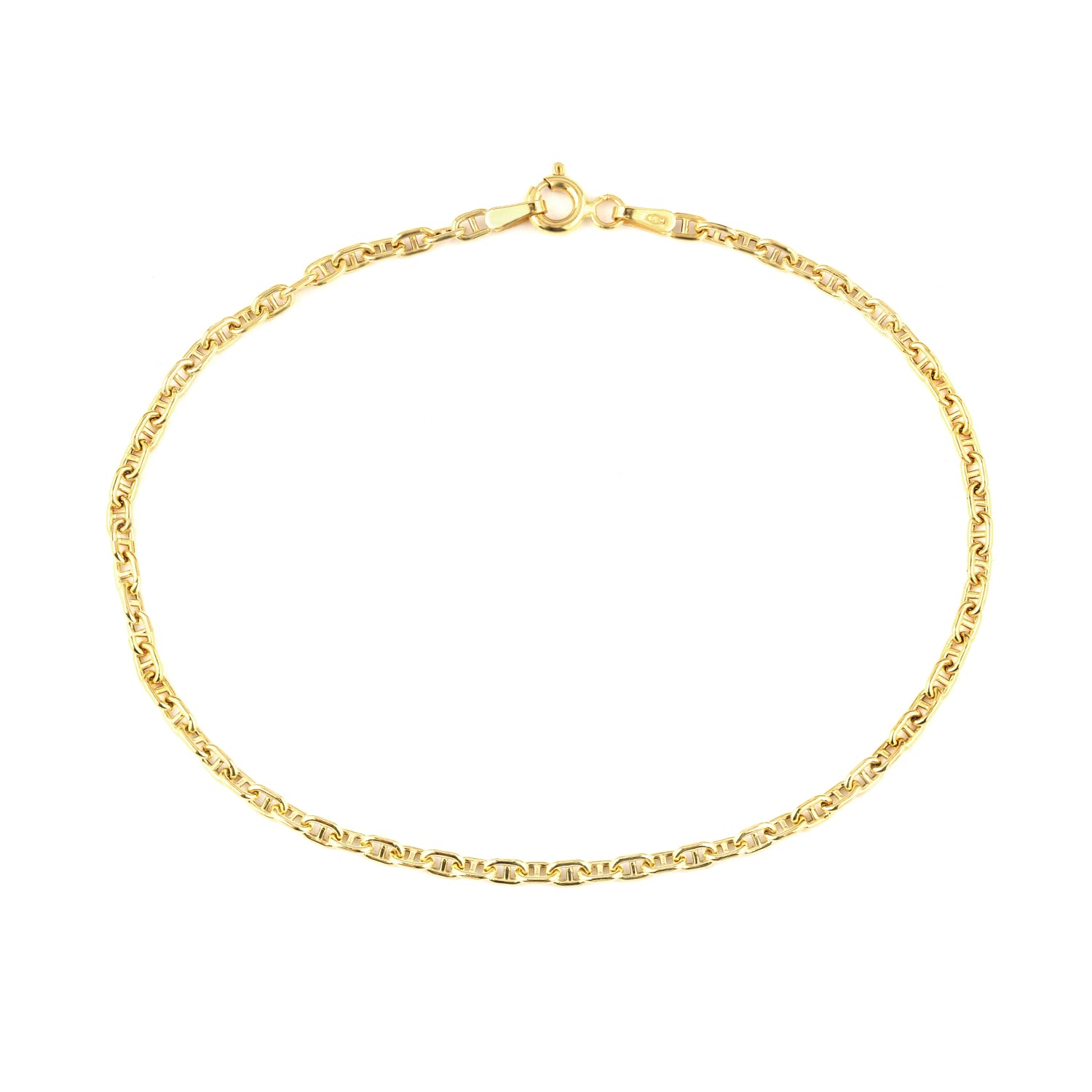9ct Yellow Gold Mariner Chain Bracelet 7.5 Inch