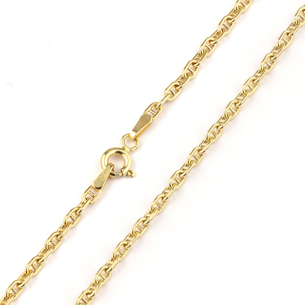 9ct Yellow Gold Mariner Chain Bracelet 7.5 Inch