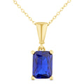 9ct Yellow Gold Emerald Cut Blue Cubic Zirconia Pendant