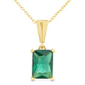 9ct Yellow Gold Emerald Cut Green Cubic Zirconia Pendant