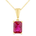 9ct Yellow Gold Emerald Cut Red Cubic Zirconia Pendant
