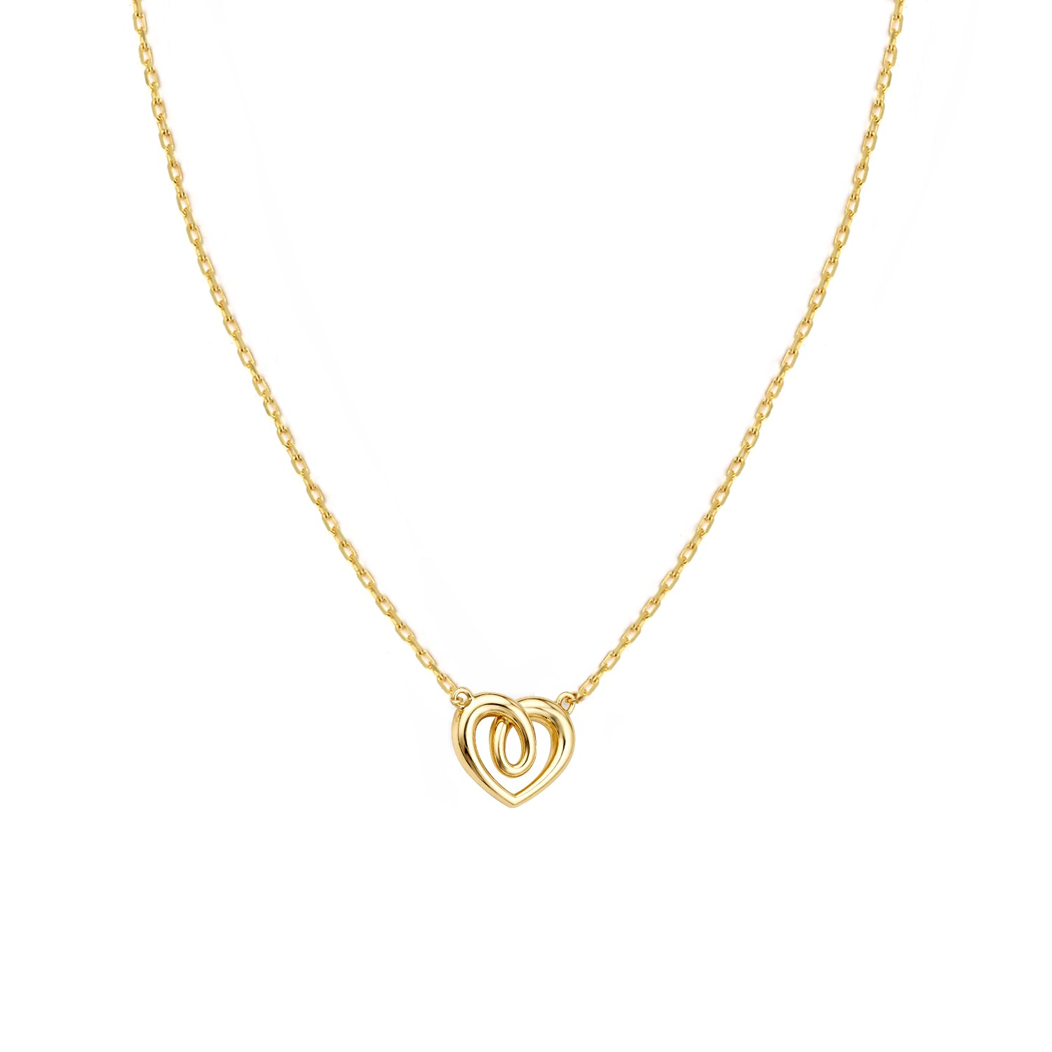 9ct Yellow Gold 18 Inch Heart Necklace