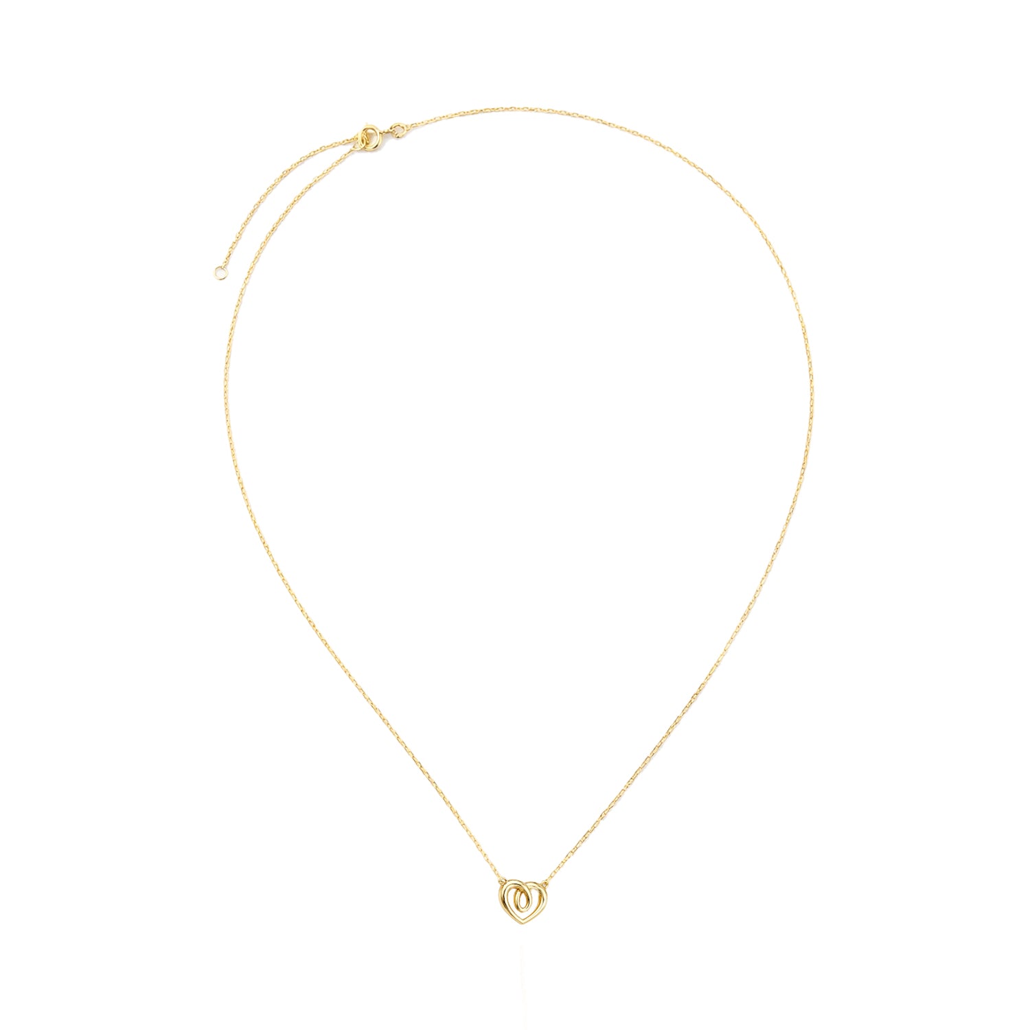 9ct Yellow Gold 18 Inch Heart Necklace