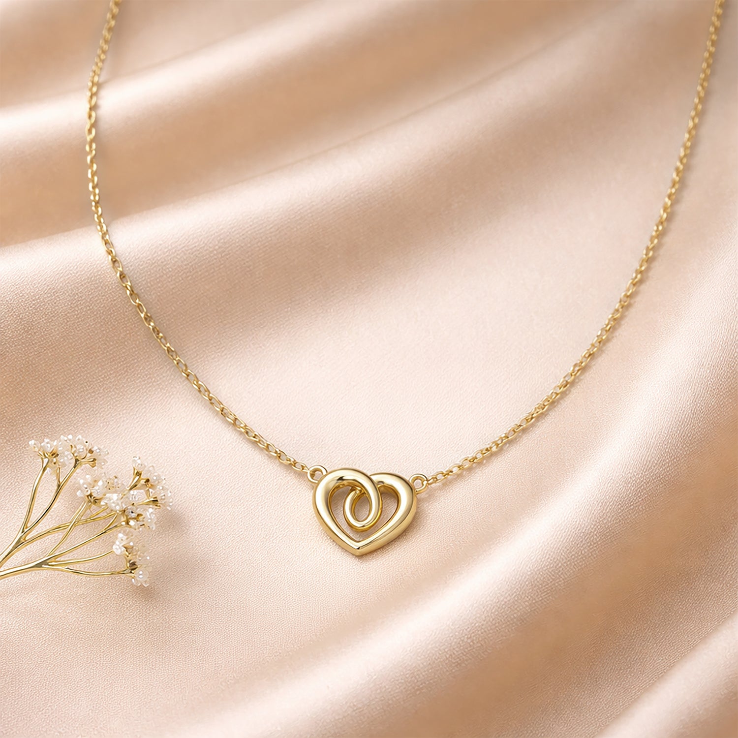 9ct Yellow Gold 18 Inch Heart Necklace