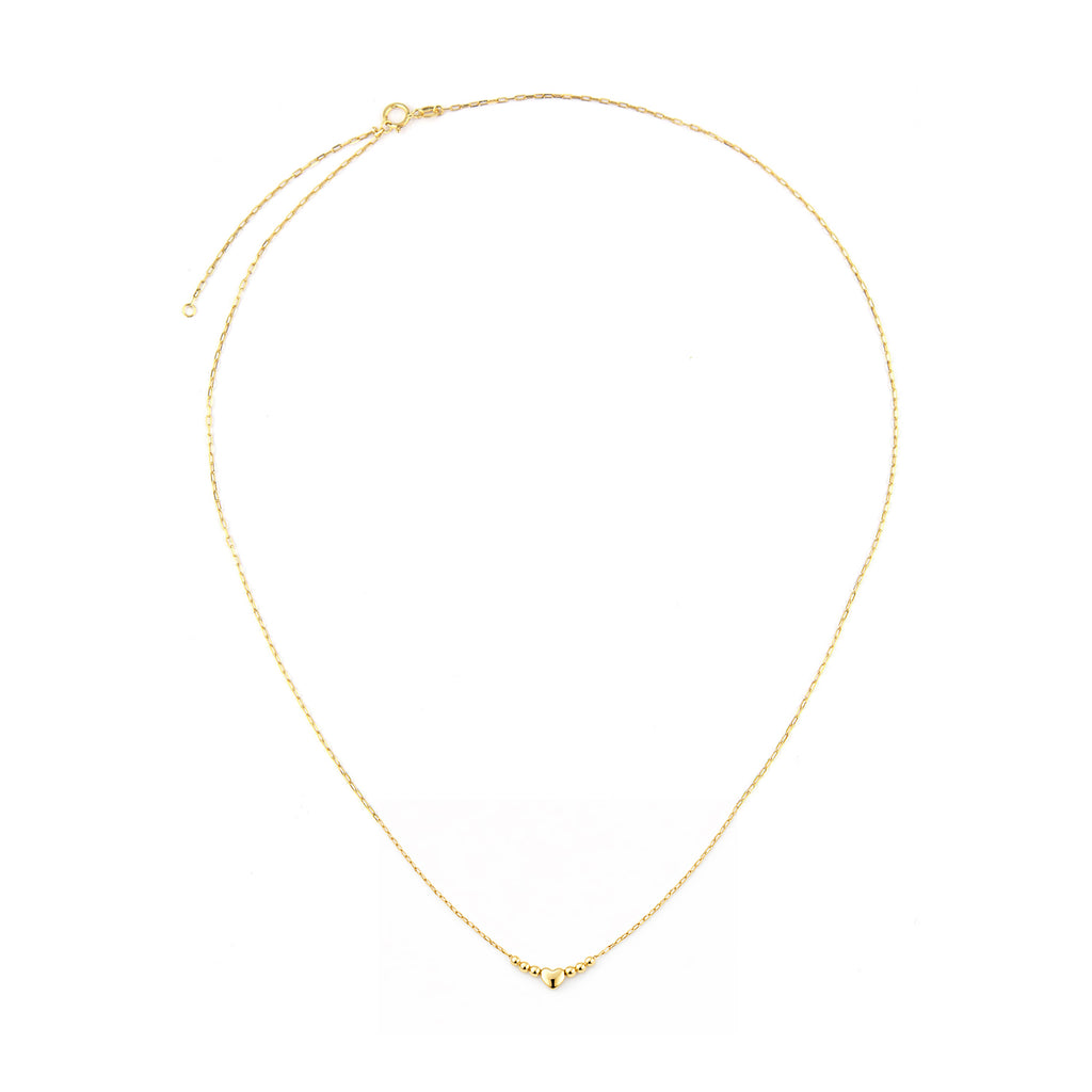 9ct Yellow Gold Heart and Beads on Paperclip Necklace