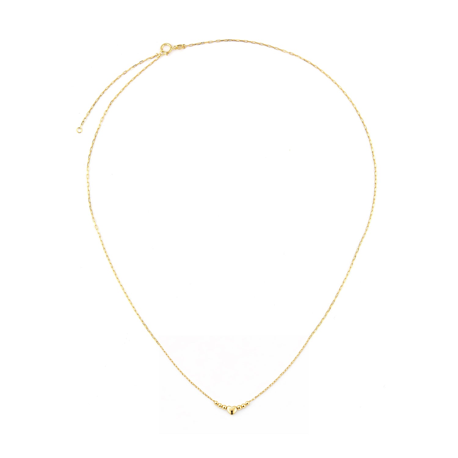 9ct Yellow Gold Heart and Beads on Paperclip Necklace