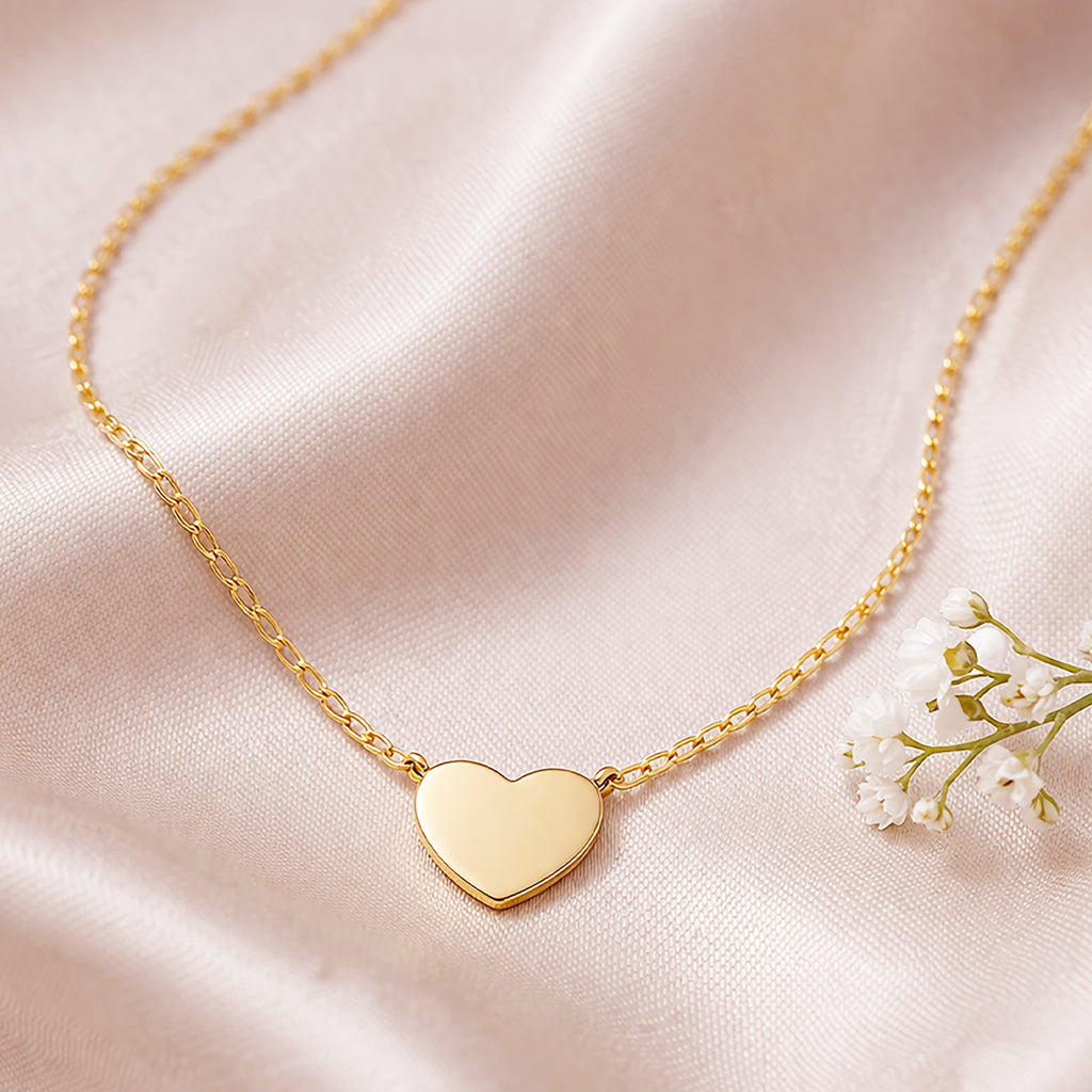 9ct Yellow Gold 18 Inch Heart Necklace