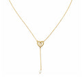 9ct Yellow Gold 18 Inch Heart and Pearl Necklace