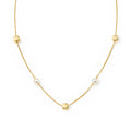 9ct Yellow Gold 18 Inch Cube and Pearl Necklace