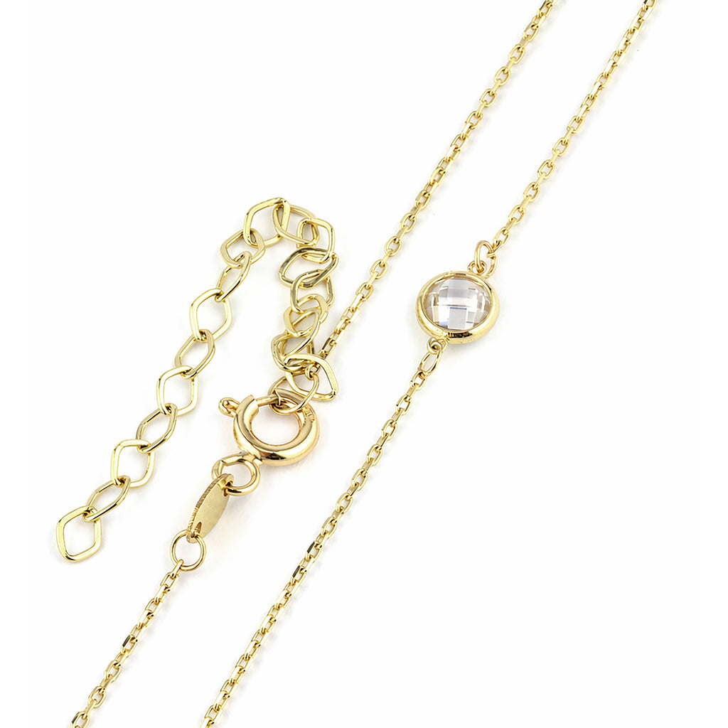 9ct Yellow Gold Stone Cubic Zirconia Station Necklace