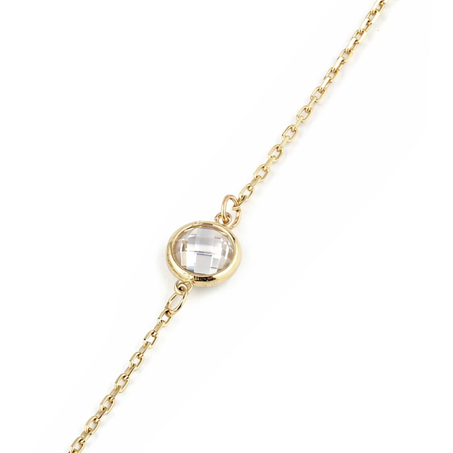 9ct Yellow Gold Stone Cubic Zirconia Station Necklace
