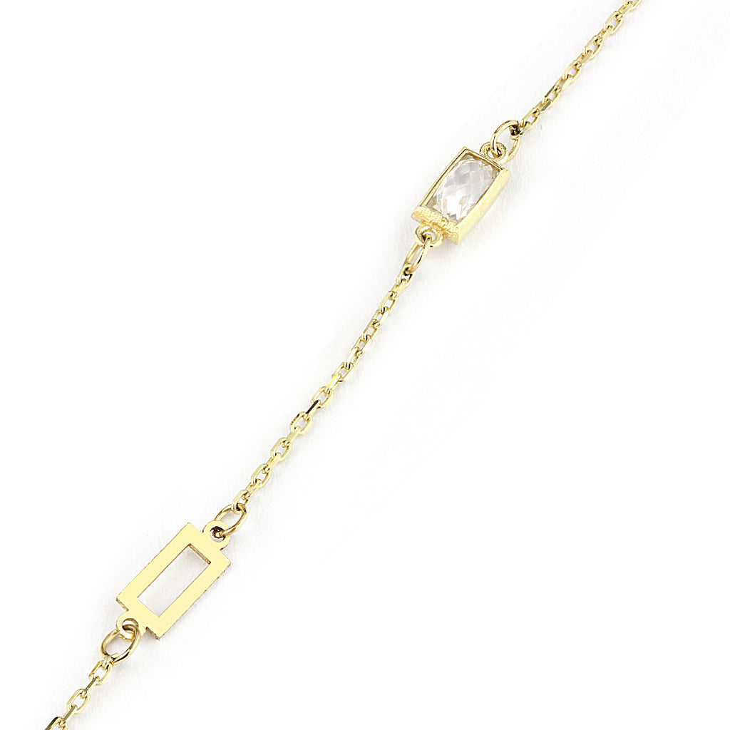 9ct Yellow Gold Emerald Cut Cubic Zirconia Station Necklace