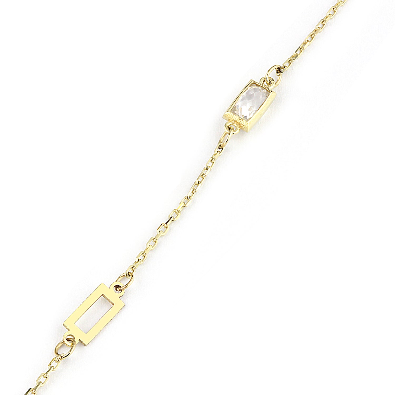9ct Yellow Gold Emerald Cut Cubic Zirconia Station Necklace