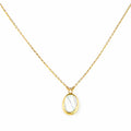 9ct Yellow Gold Oval Mother of Pearl Pendant Necklace with Cubic Zirconia