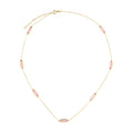 9ct Yellow Gold Pink Baguette Cubic Zirconia Station Necklace