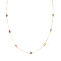 9ct Yellow Gold Multi Colour Oval Cubic Zirconia Station Necklace – Bezel Set