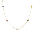9ct Yellow Gold Multi Colour Pear Cubic Zirconia Station Necklace