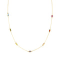 9ct Yellow Gold Multi Colour Emerald Cut Cubic Zirconia Station Necklace
