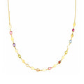 9ct Yellow Gold Multi Colour Pear Cut Cubic Zirconia Station Necklace
