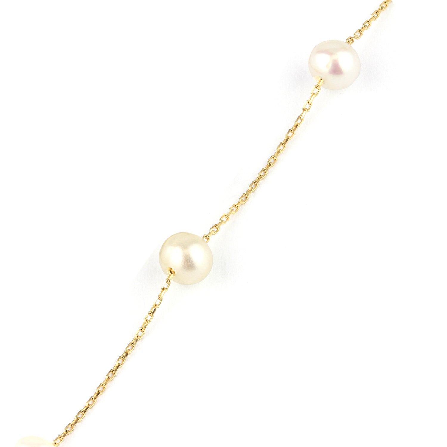 9ct Yellow Gold Pearl Station Necklace