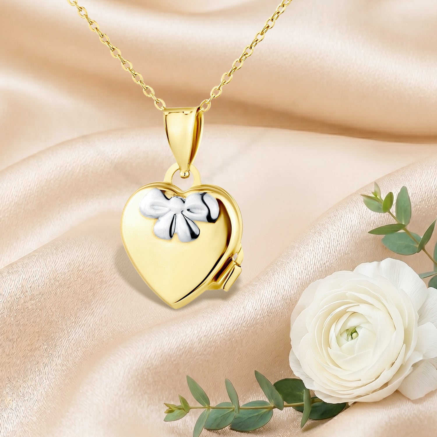 9ct Yellow and White Gold Heart Locket