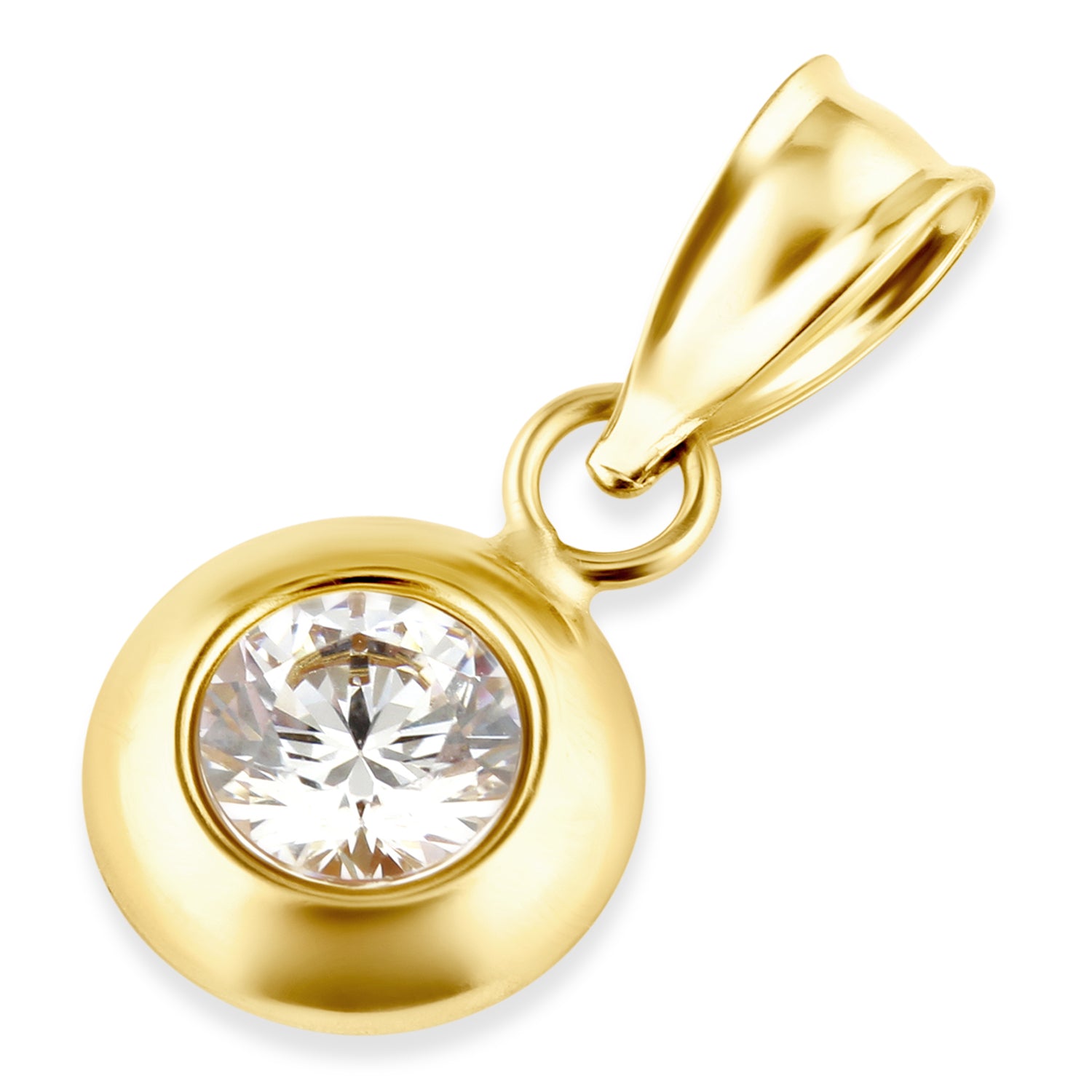 9ct Yellow Gold Cubic Zirconia Solitaire Pendant Necklace