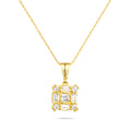 9ct Yellow Gold Cubic Zirconia Baguette Square Cluster Pendant
